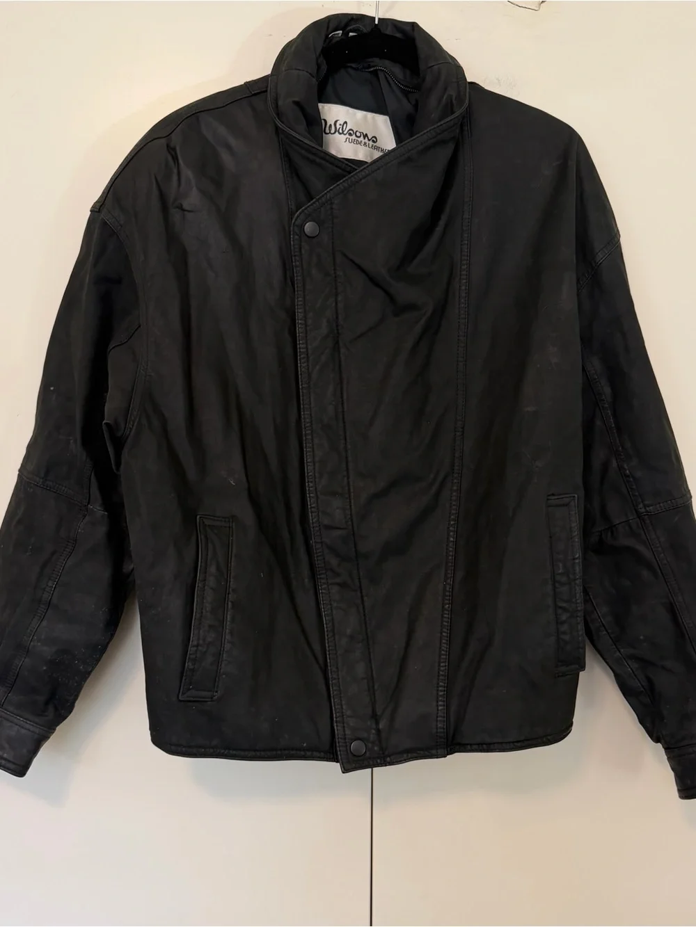 Vintage Wilsons Suede & Leather Asymmetrical Snap Genuine Leather Moto Jacket